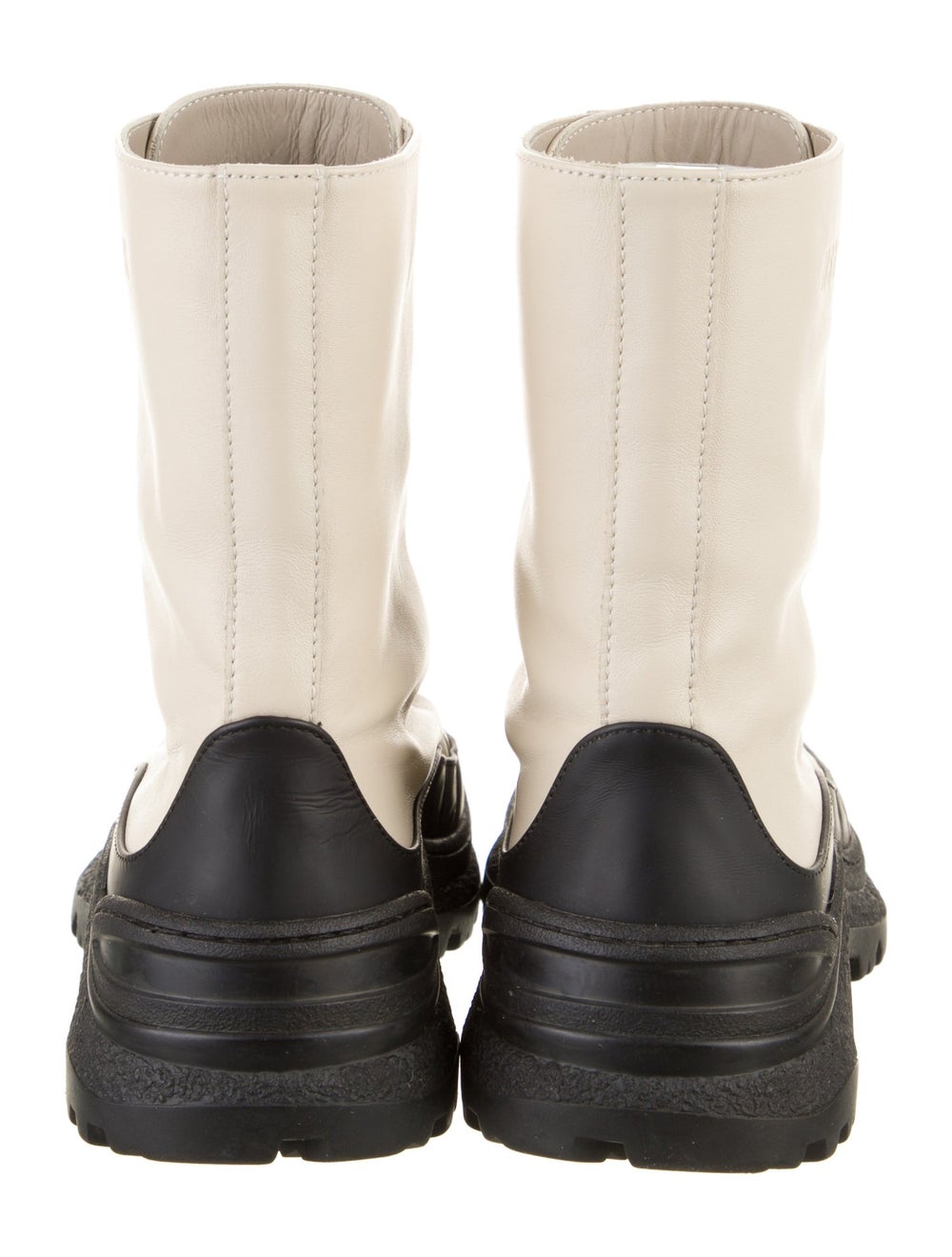 MSGM Leather Colorblock Pattern Combat Boots - image 4