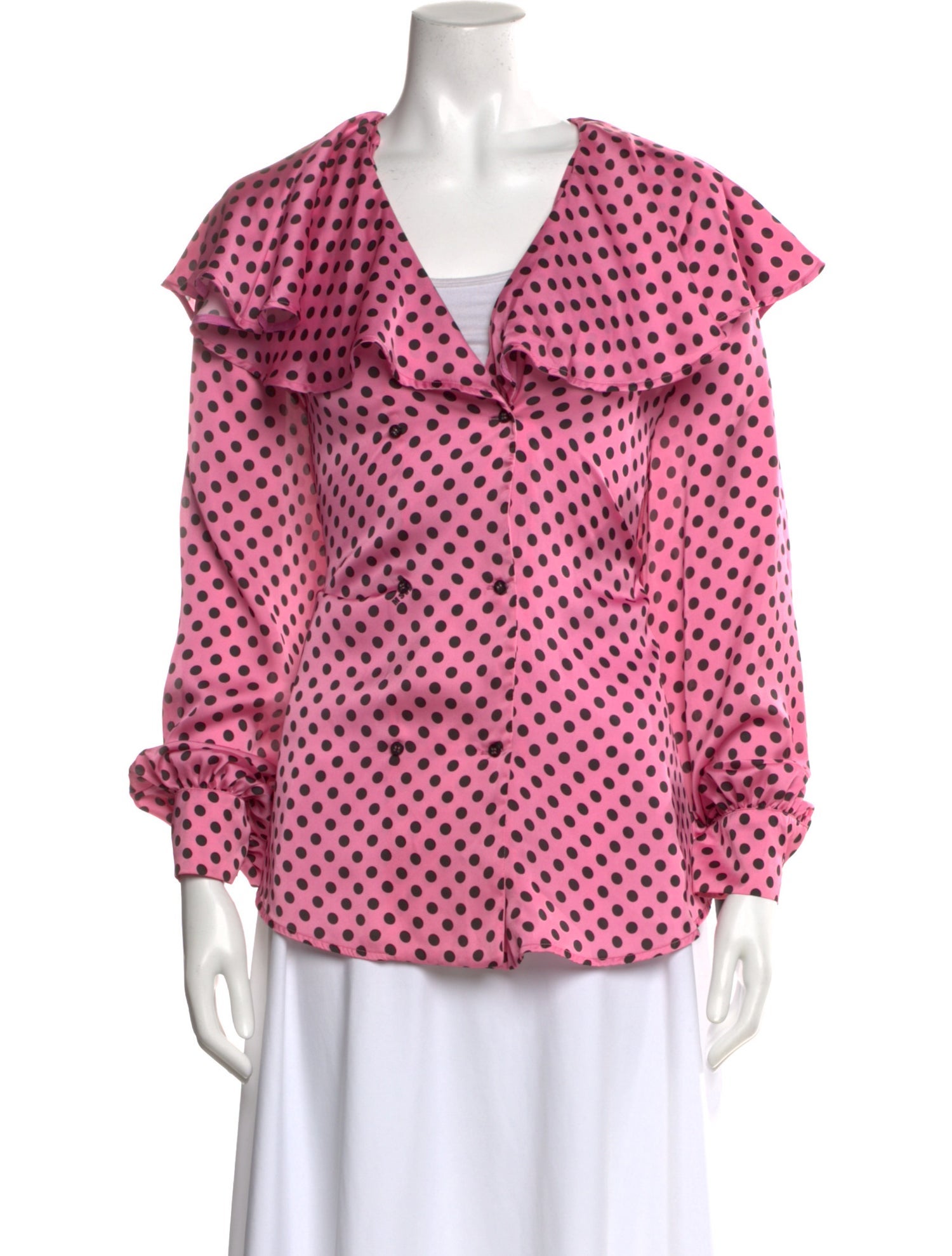 MSGM Polka Dot Print Long Sleeve Blouse