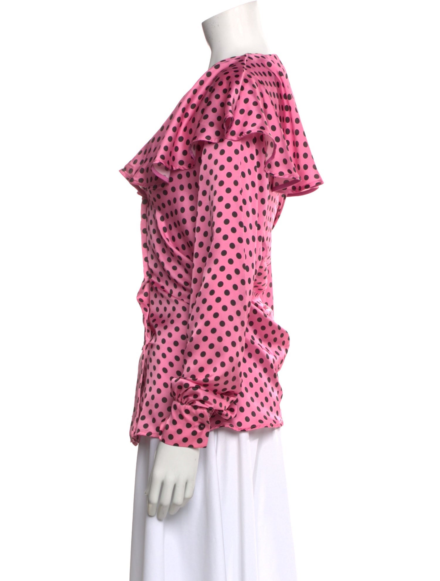 MSGM Polka Dot Print Long Sleeve Blouse