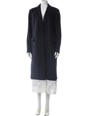 Pre-owned Msgm Wool Striped Faux Fur Coat In Blue