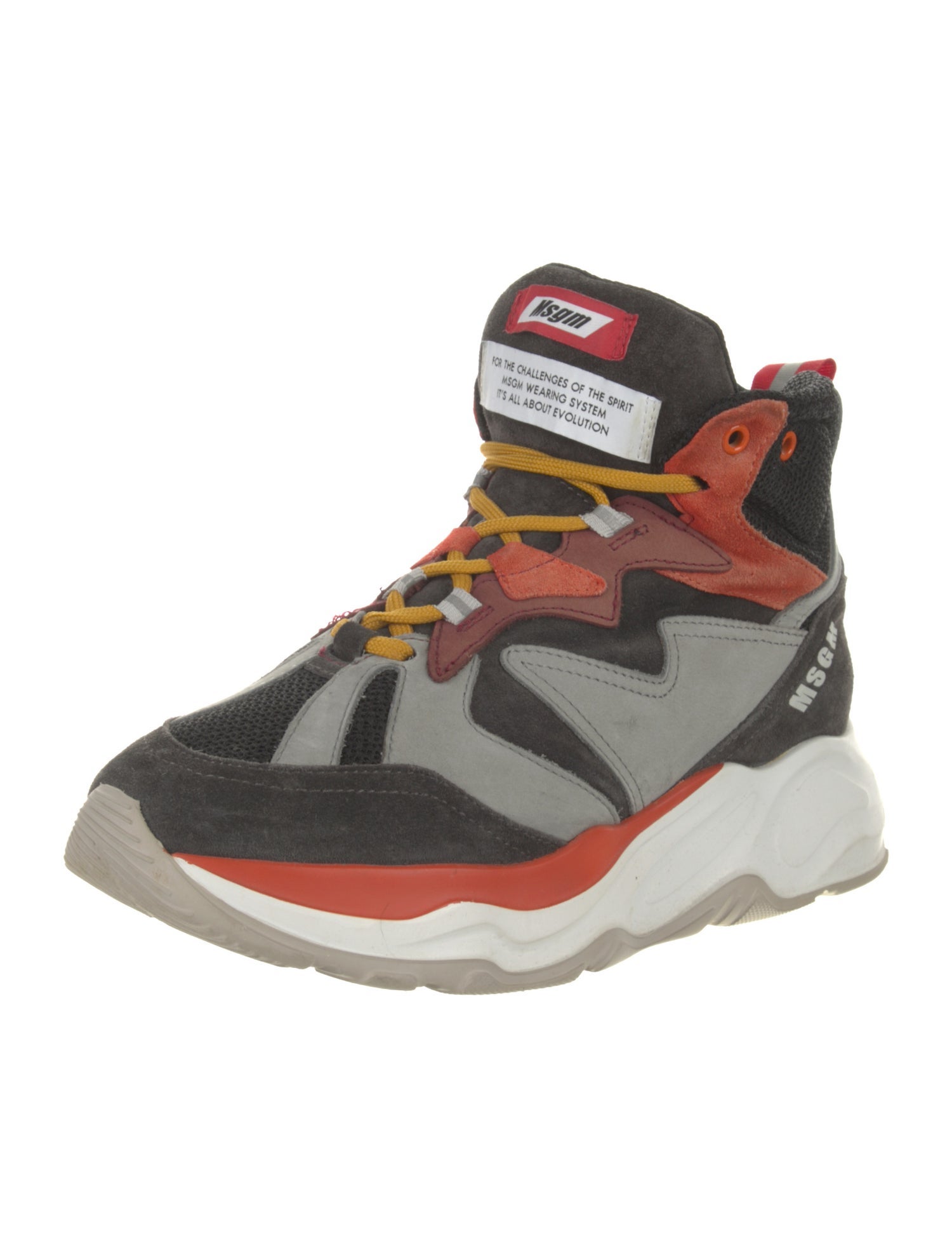 MSGM Suede Colorblock Pattern Lace-Up Boots