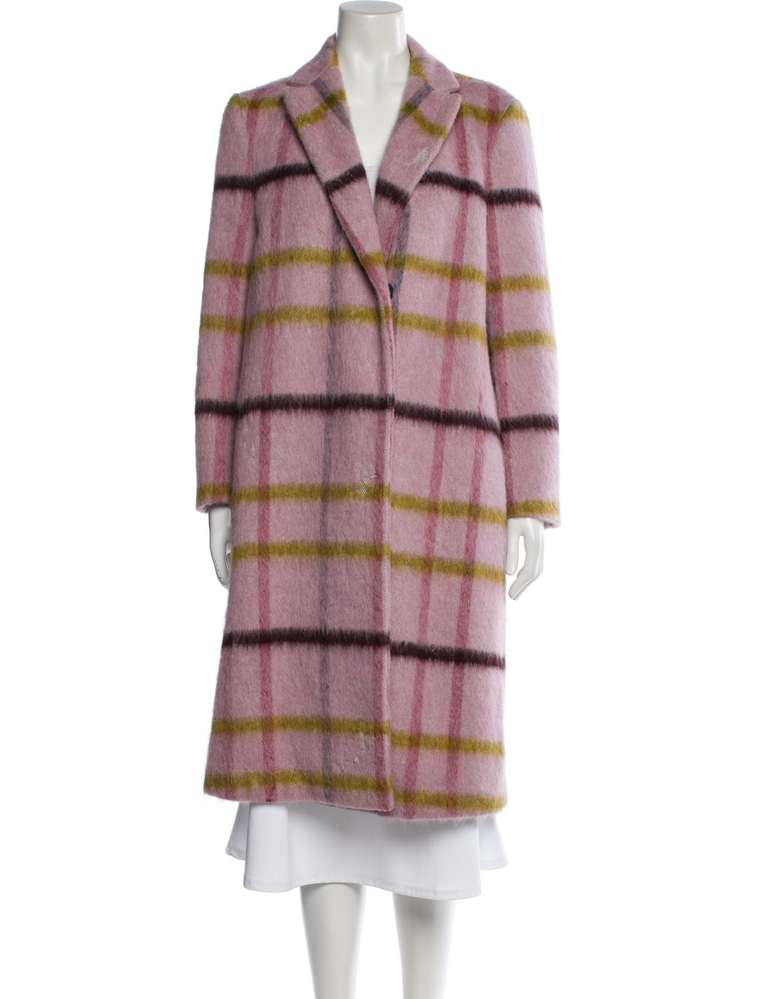 MSGM Wool Plaid Print Coat
