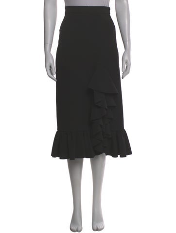 Pre-owned Msgm Ruffle Embellishment Midi Length Skirt In Black
