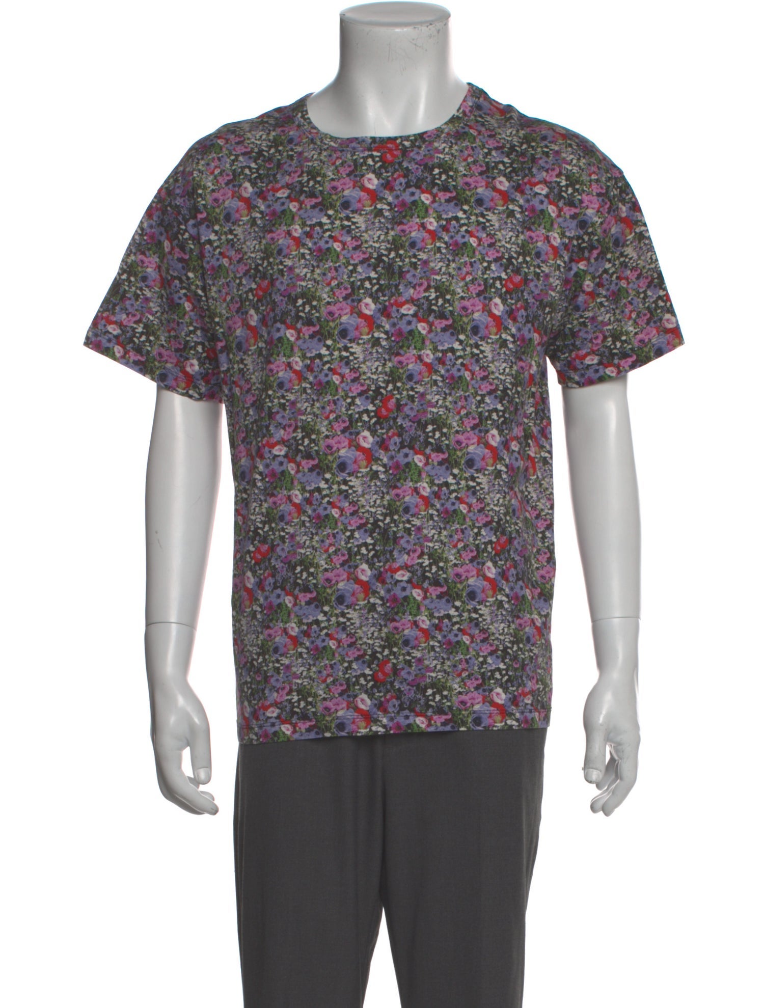 MSGM Floral Print Crew Neck T-Shirt