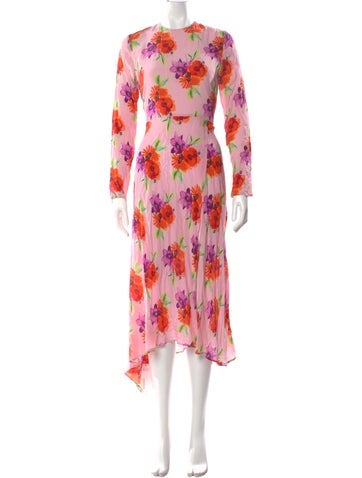 Pre-owned Msgm Silk Long Dress In Pink