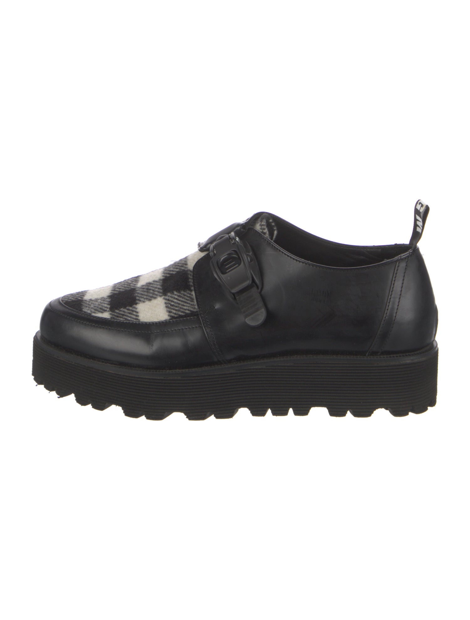 MSGM Leather Plaid Print Sneakers