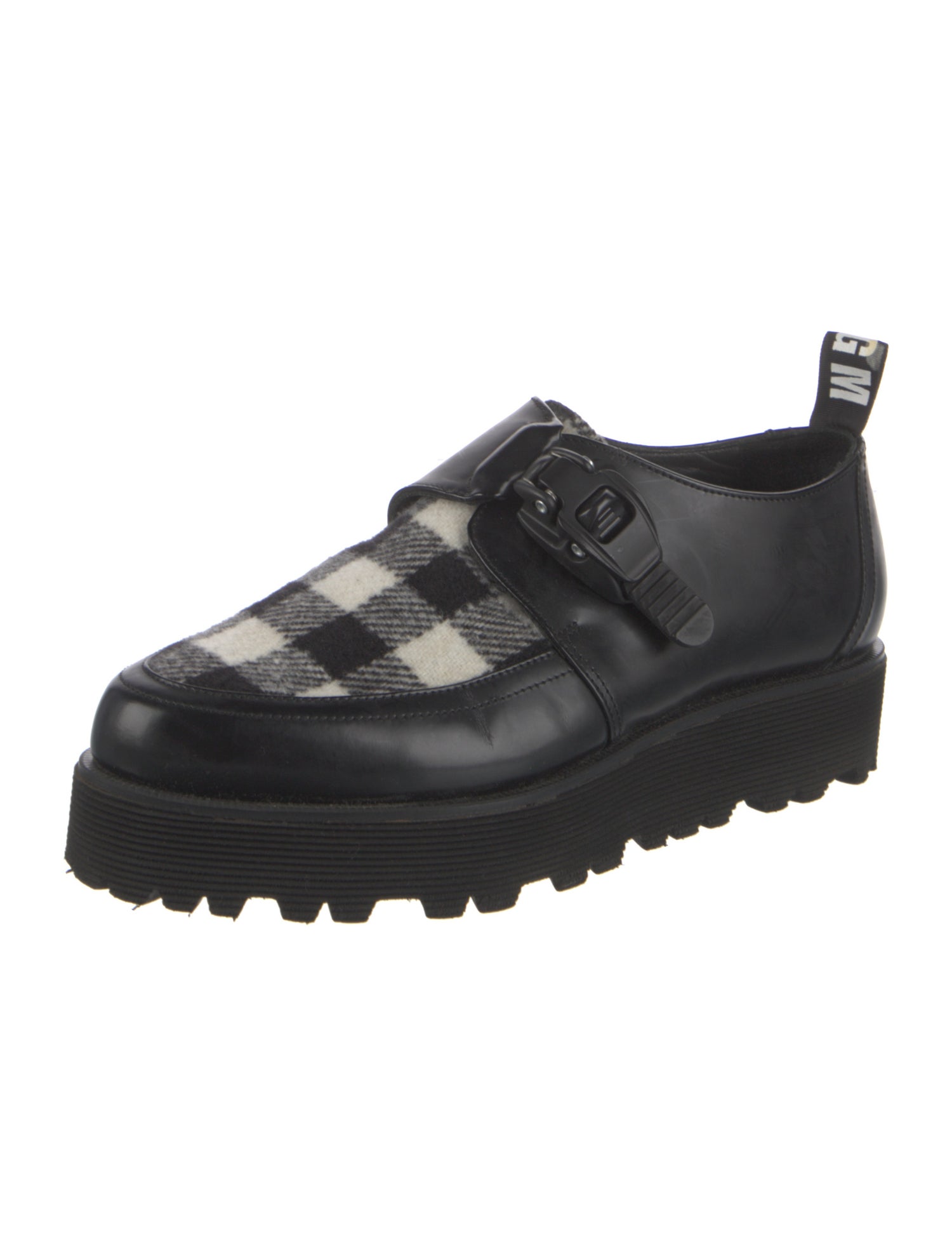 MSGM Leather Plaid Print Sneakers