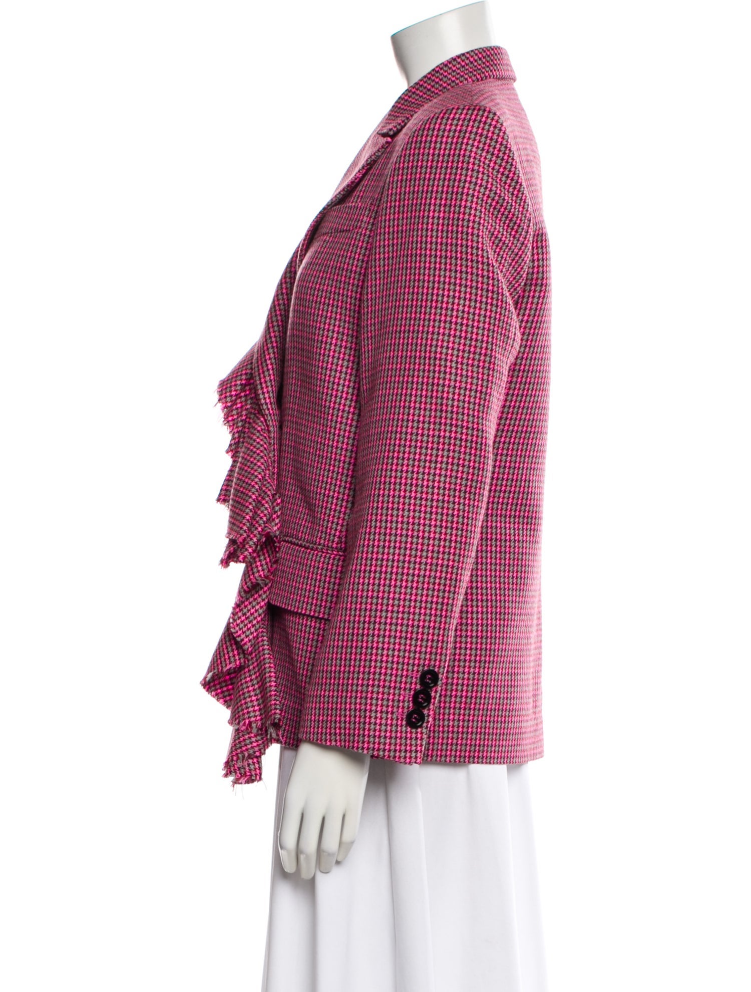 MSGM Virgin Wool Plaid Print Blazer