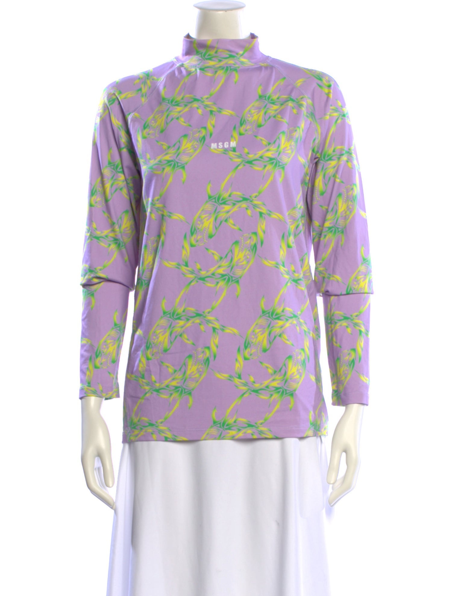 MSGM Printed Mock Neck Top