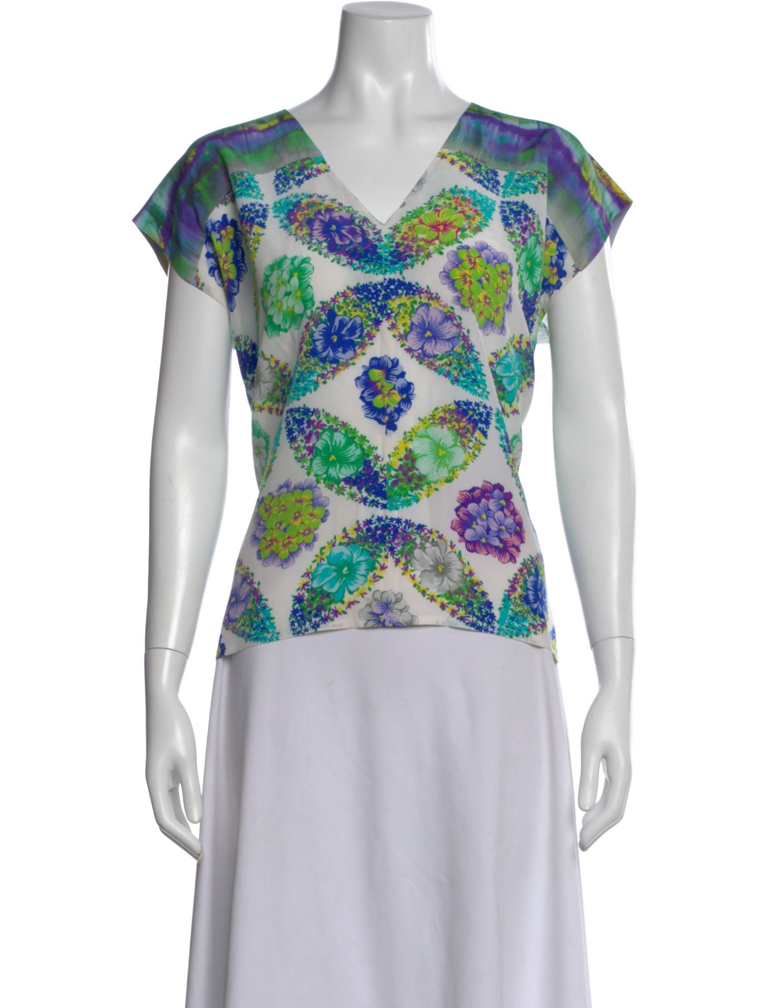 MSGM Printed V-Neck Blouse