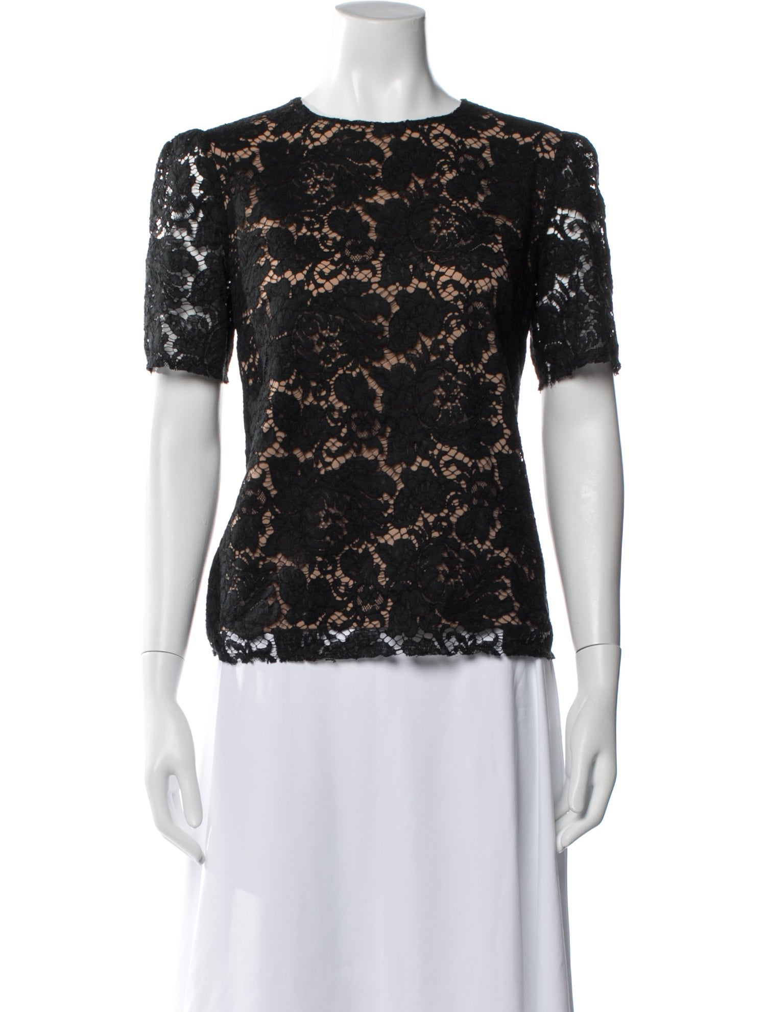 MSGM Lace Pattern Crew Neck Top