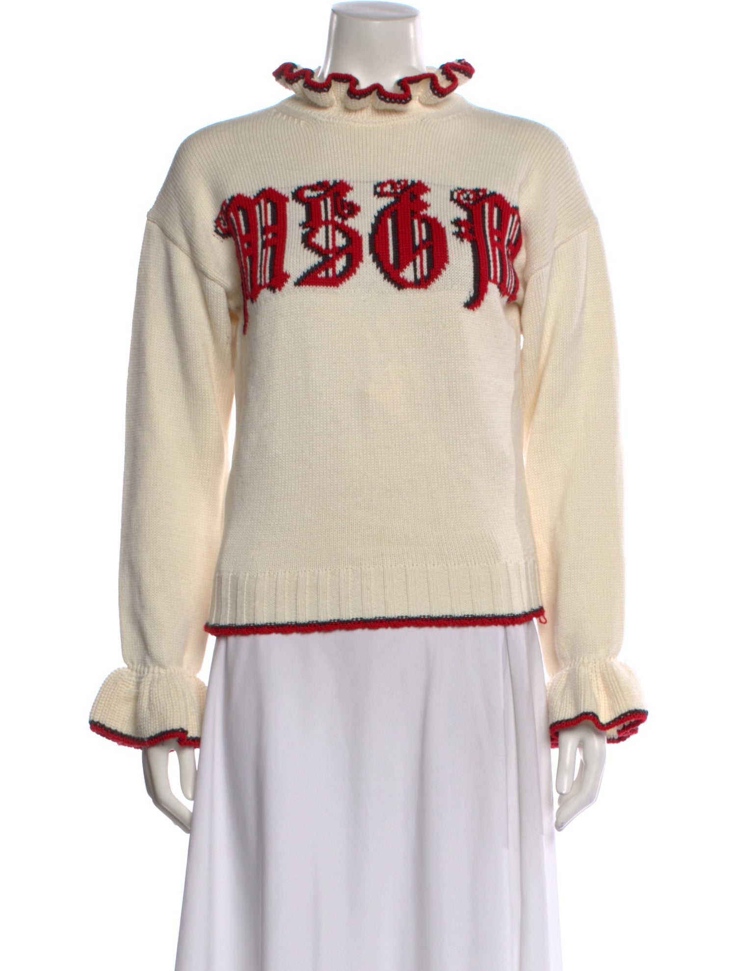 MSGM Graphic Print Mock Neck Sweater