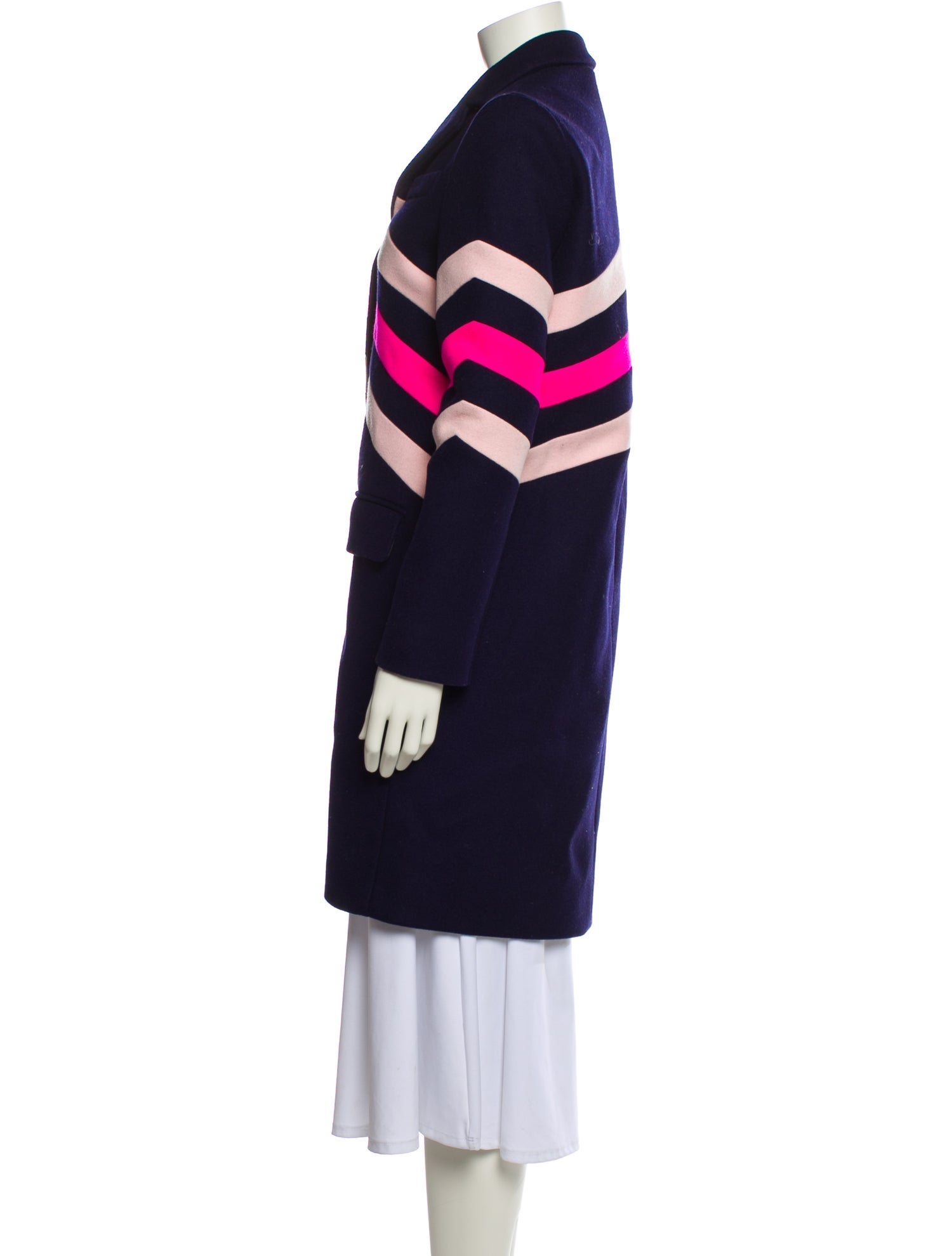 MSGM Wool Striped Faux Fur Coat
