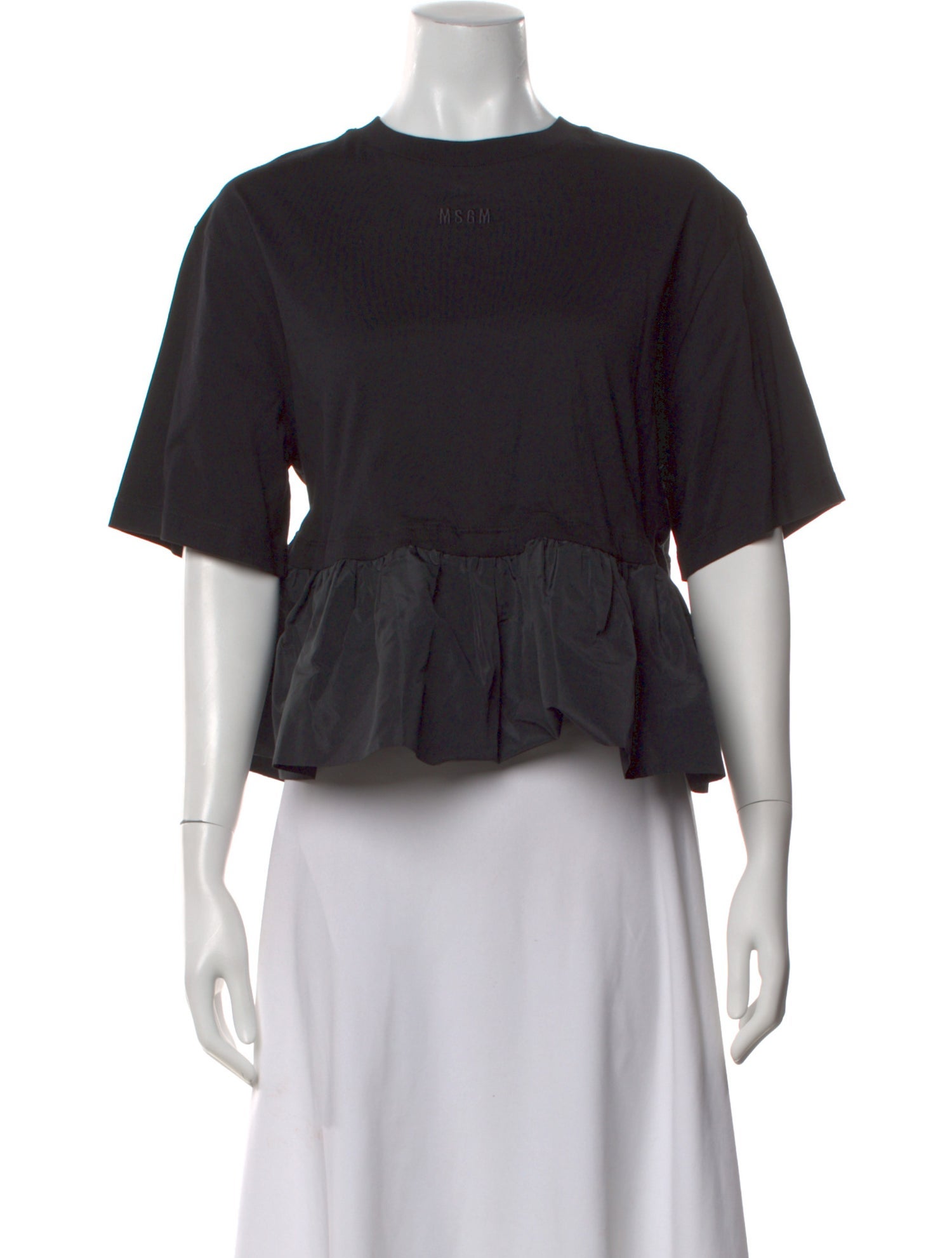 MSGM Crew Neck Short Sleeve Crop Top
