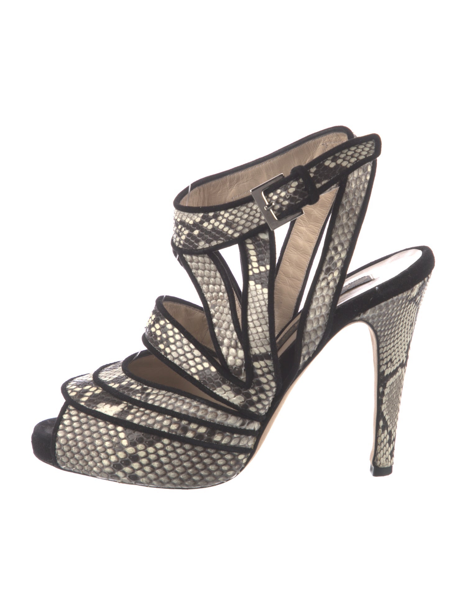 Chrissie Morris Snakeskin Animal Print Slingback Pumps
