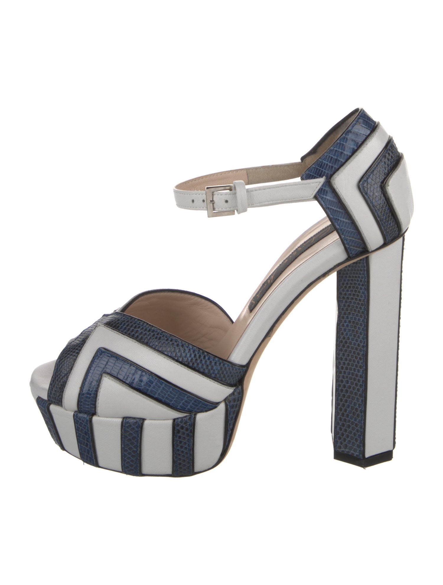 Chrissie Morris Leather Striped Sandals