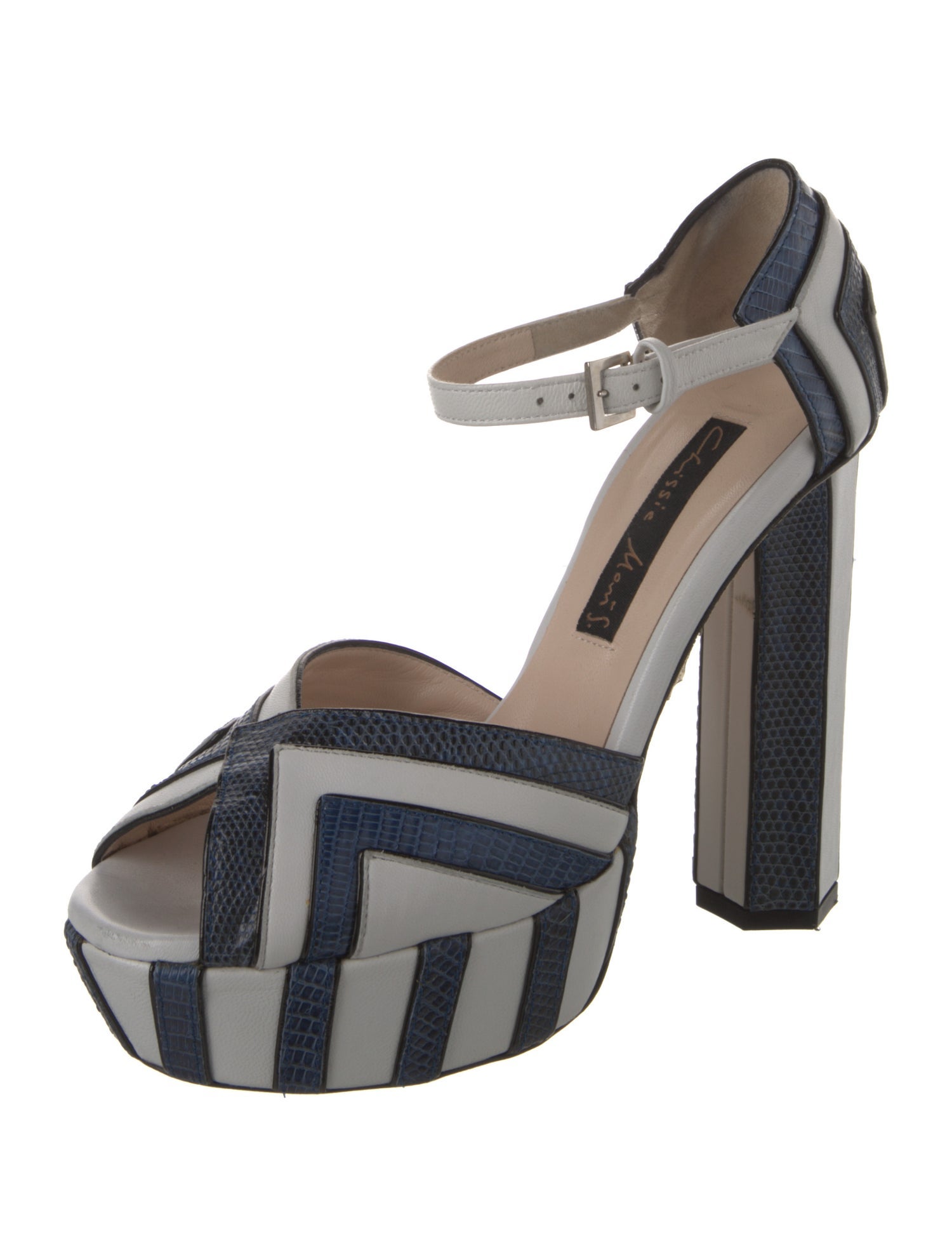 Chrissie Morris Leather Striped Sandals