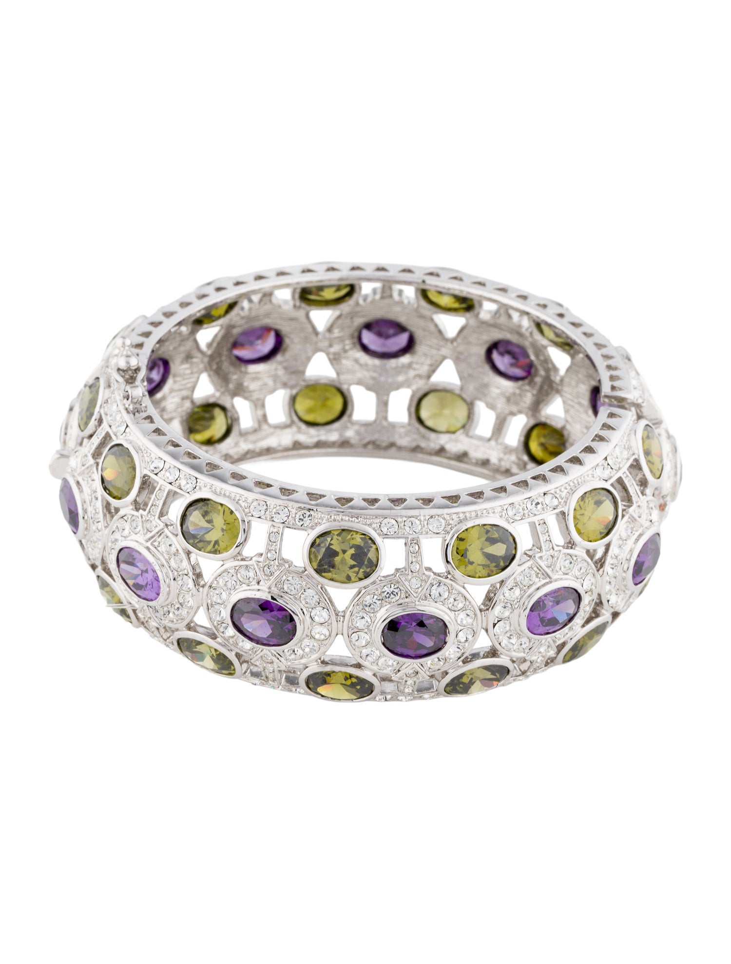 Miriam Salat Crystal Hinged Bangle Bracelet