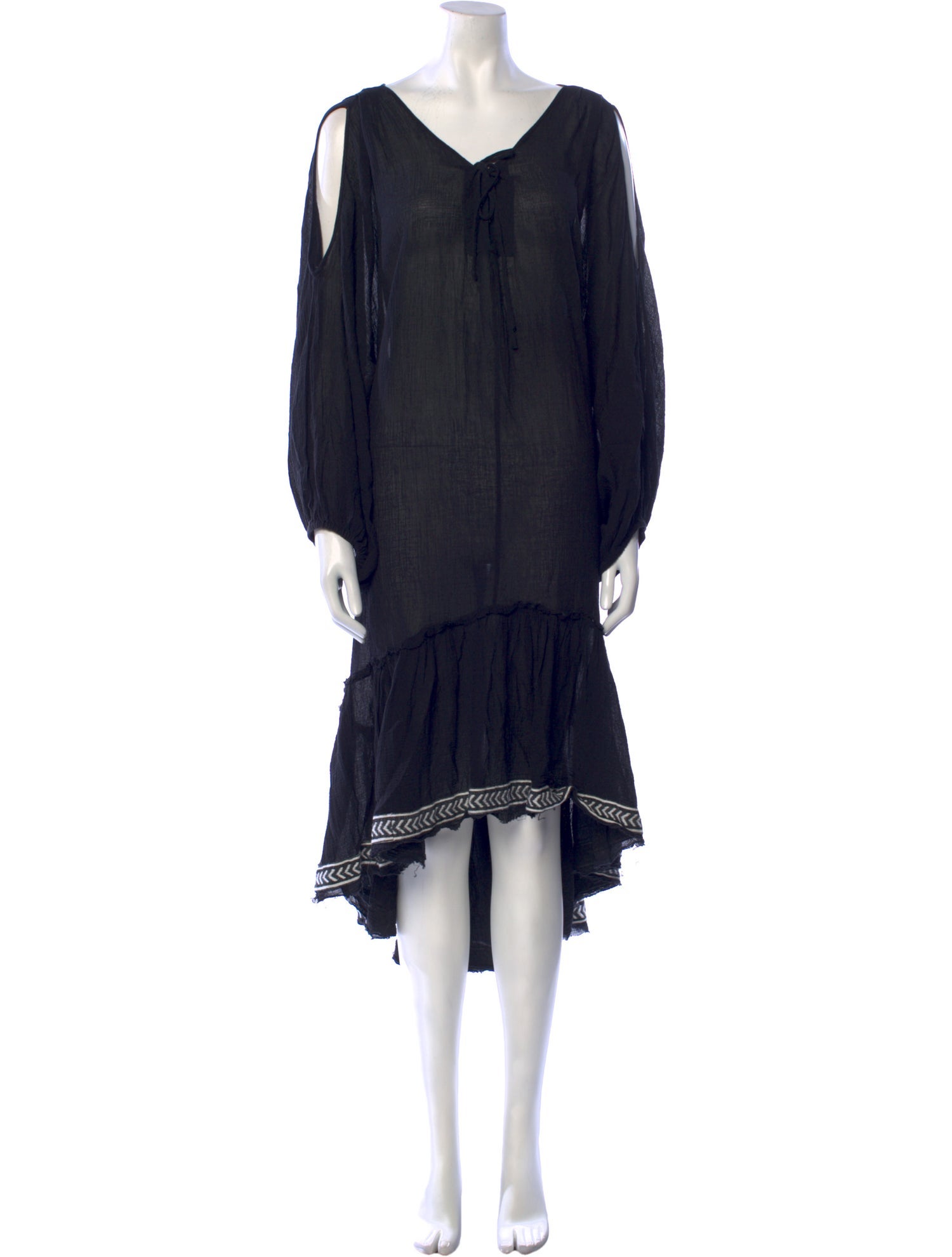 Lemlem V-Neck Knee-Length Dress