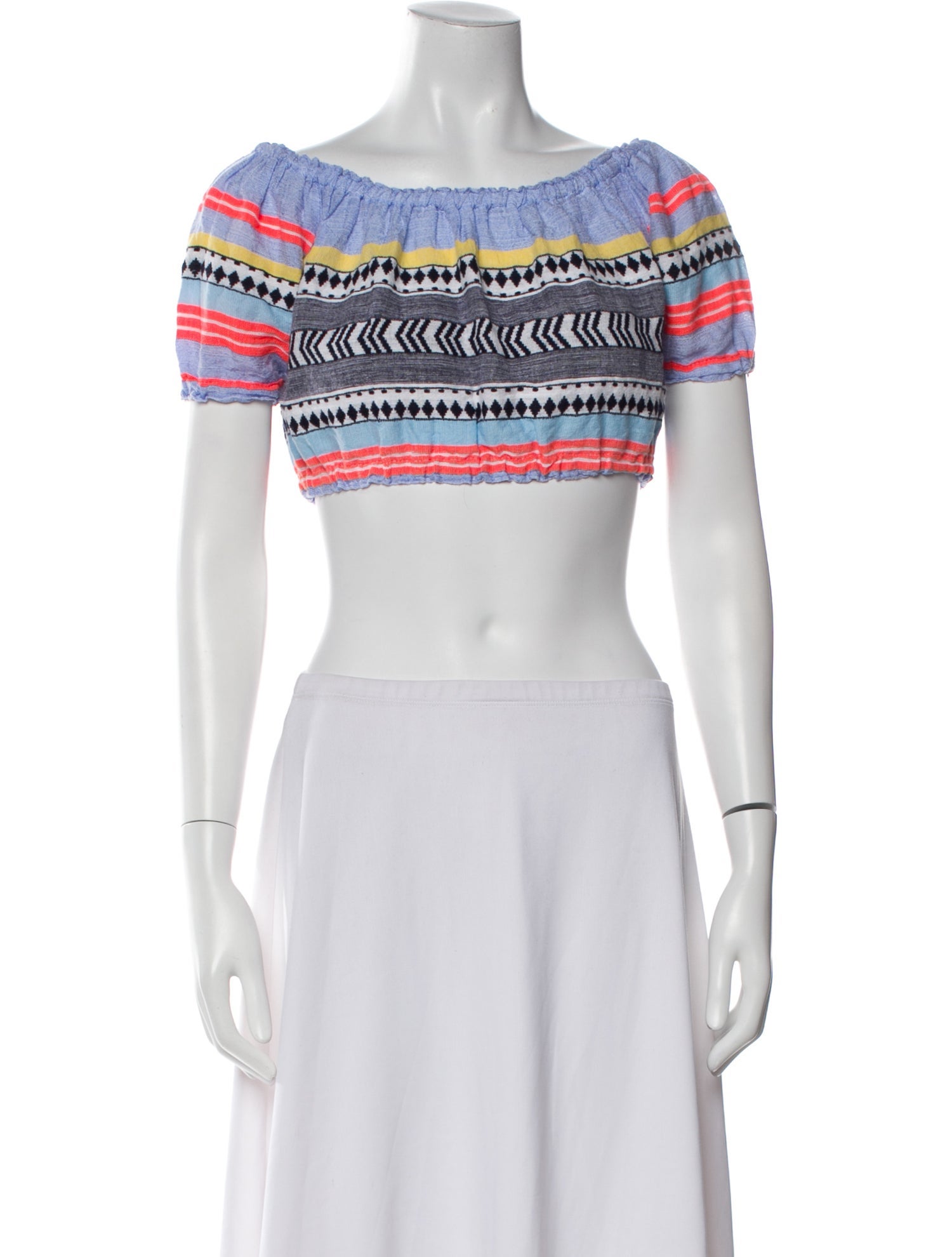 Lemlem Striped Bateau Neckline Crop Top