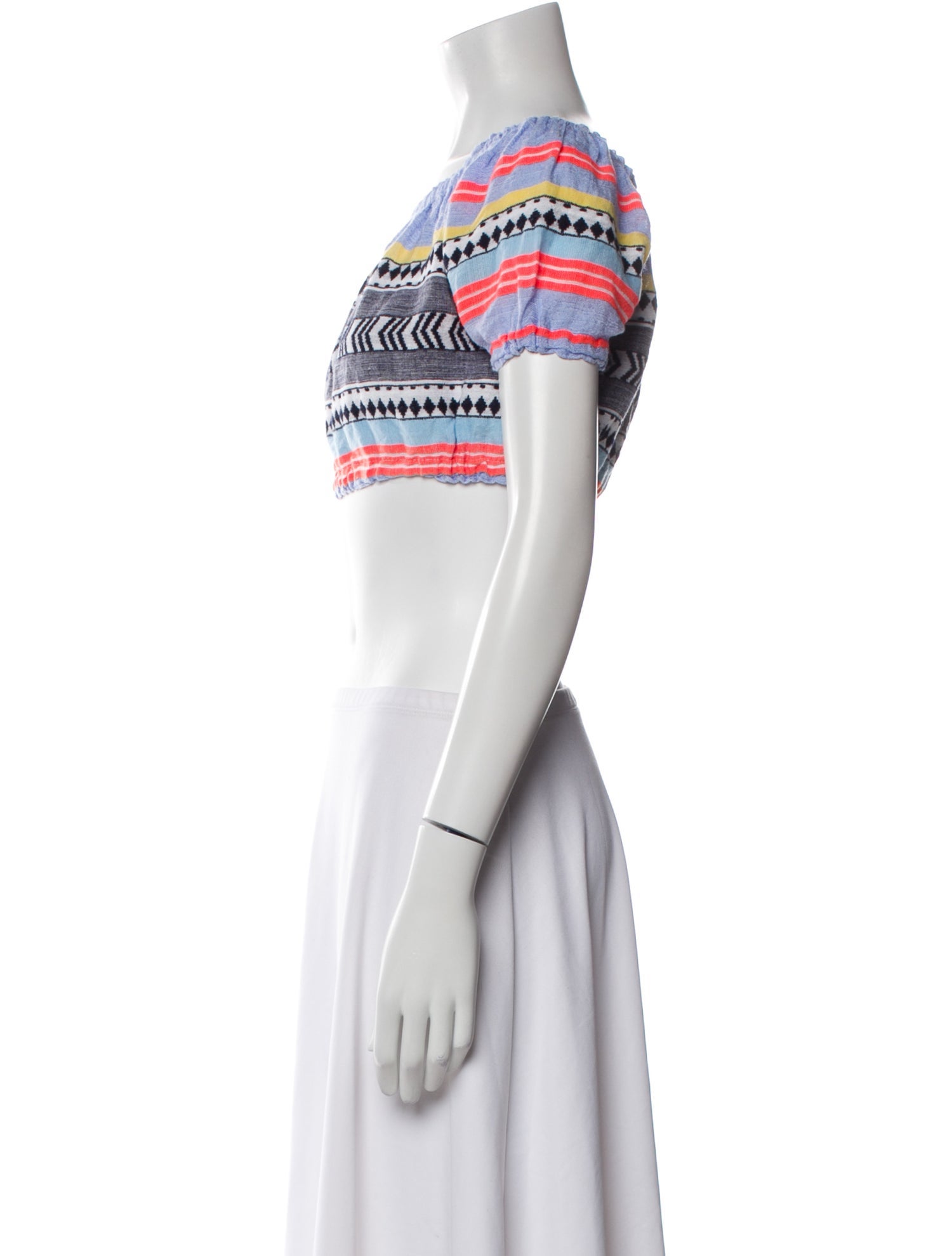 Lemlem Striped Bateau Neckline Crop Top