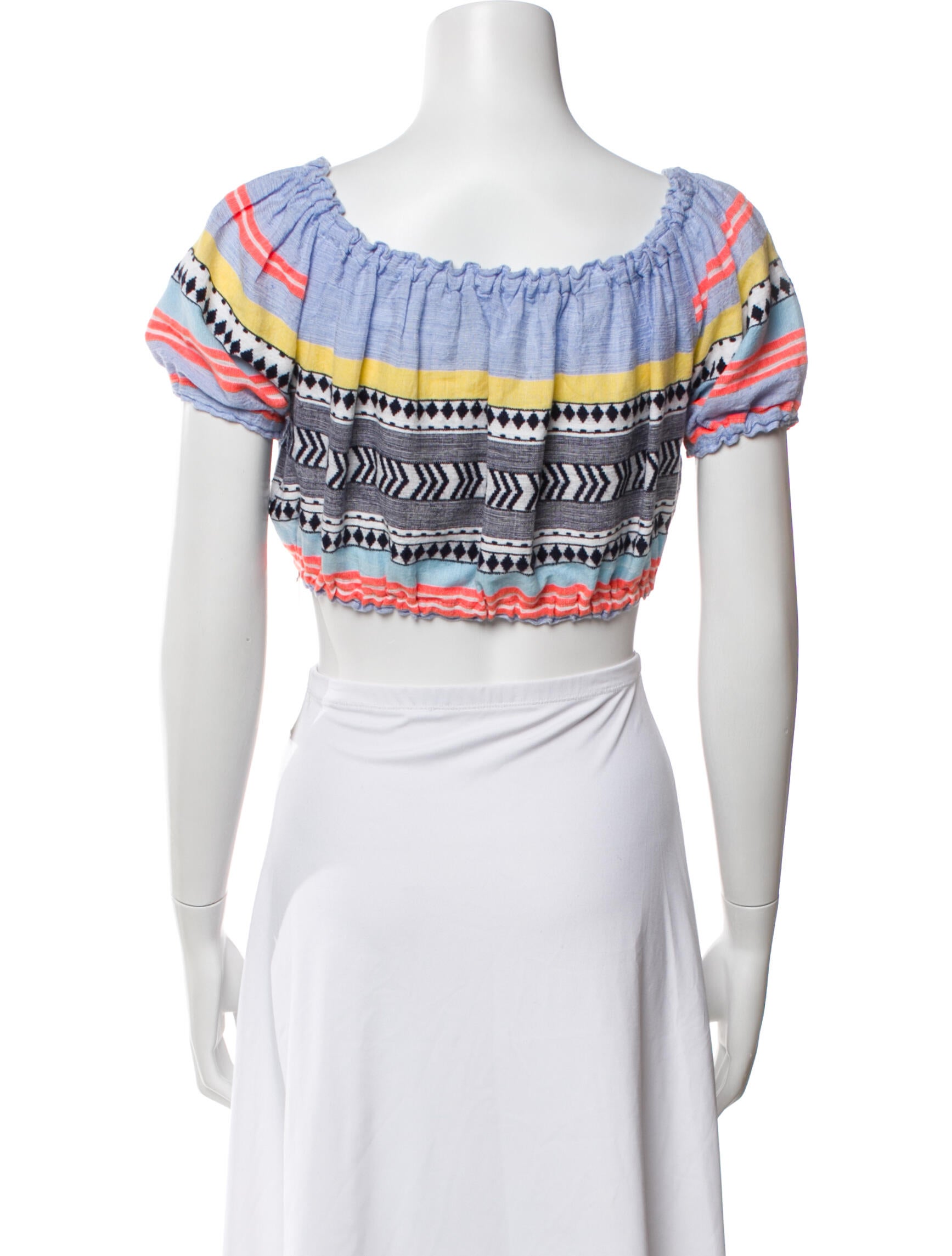 Lemlem Striped Bateau Neckline Crop Top