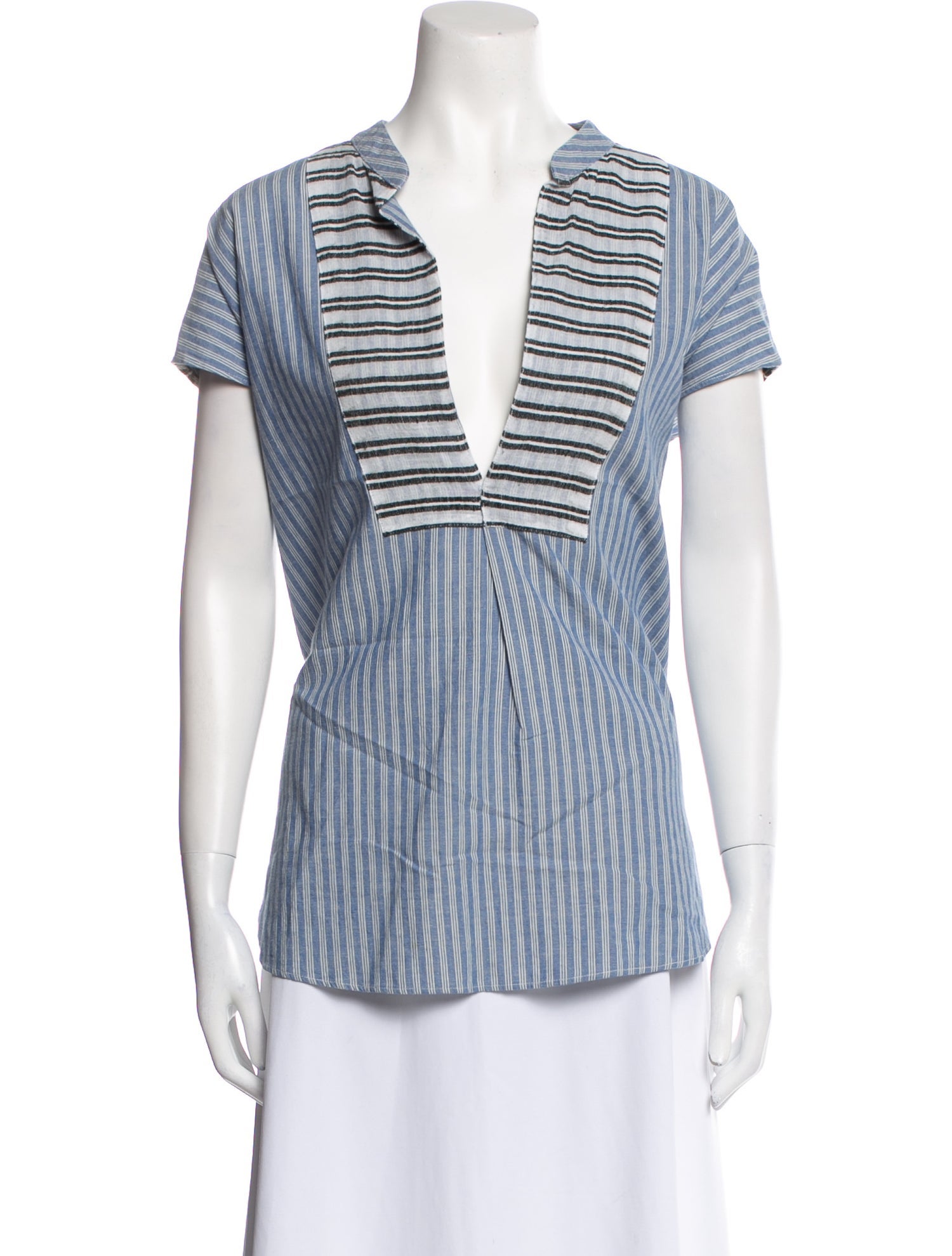 Lemlem Striped V-Neck Polo