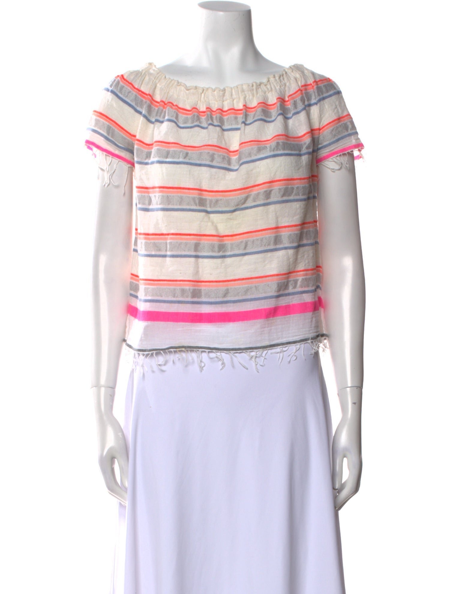 Lemlem Striped Bateau Neckline Crop Top