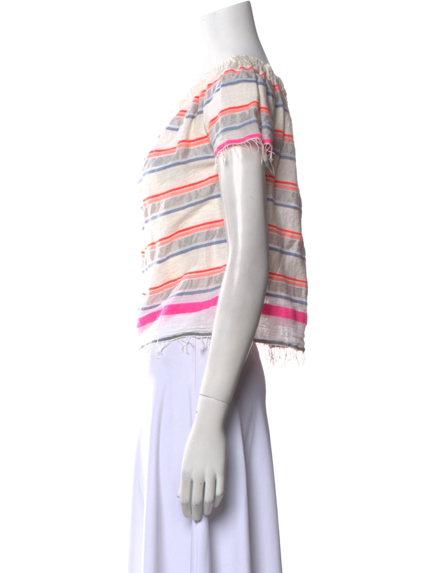 Lemlem Striped Bateau Neckline Crop Top