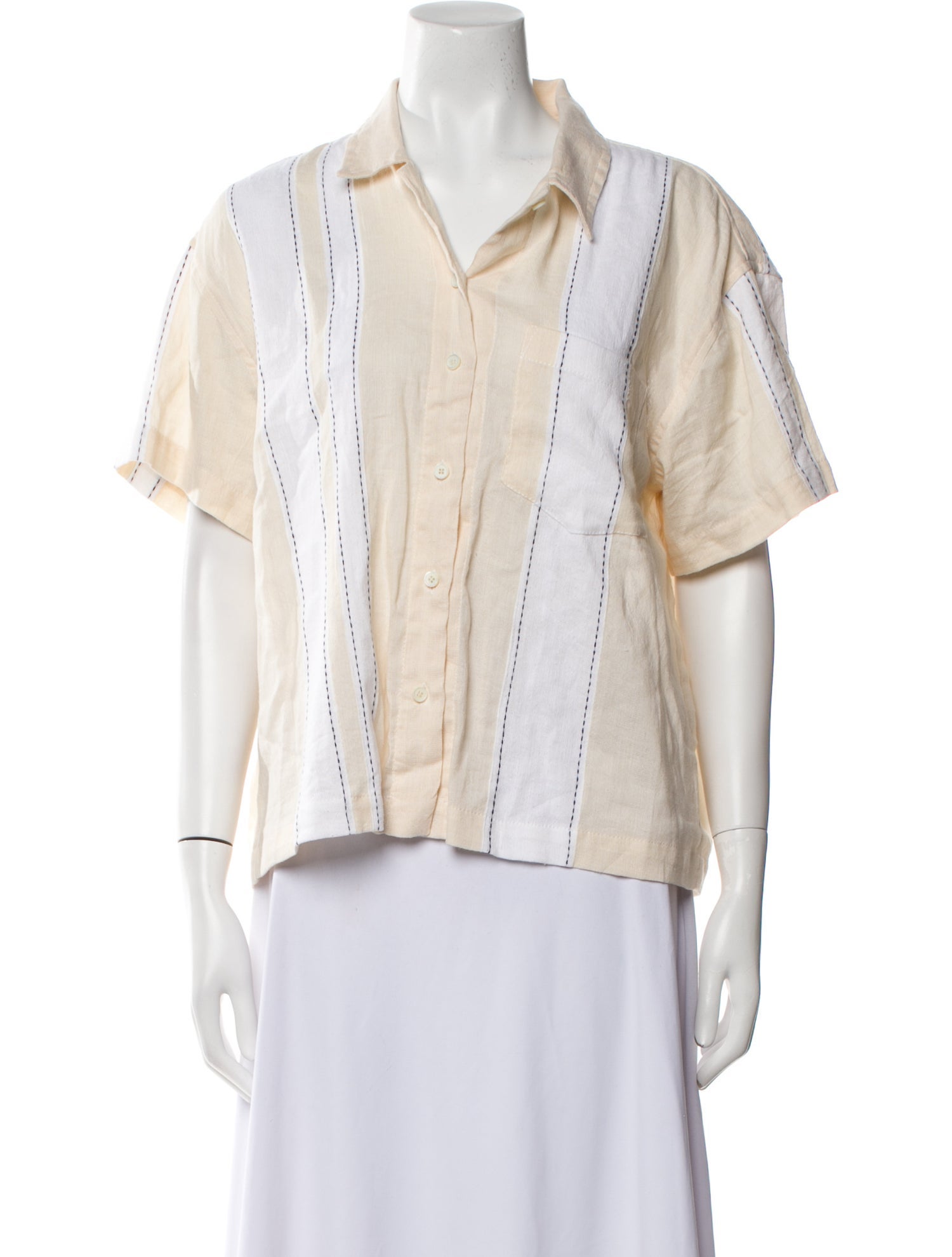 Lemlem Short Sleeve Button-Up Top