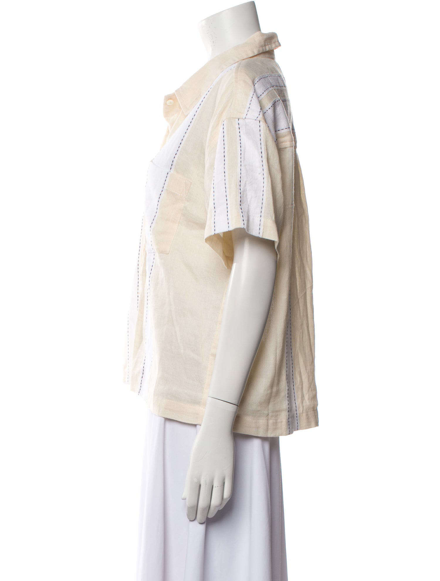 Lemlem Short Sleeve Button-Up Top