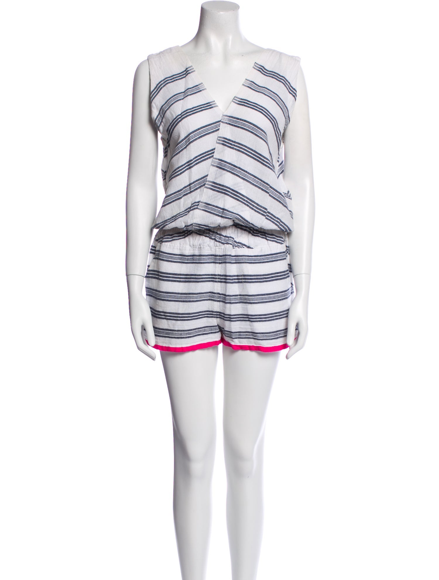 Lemlem Striped V-Neck Romper