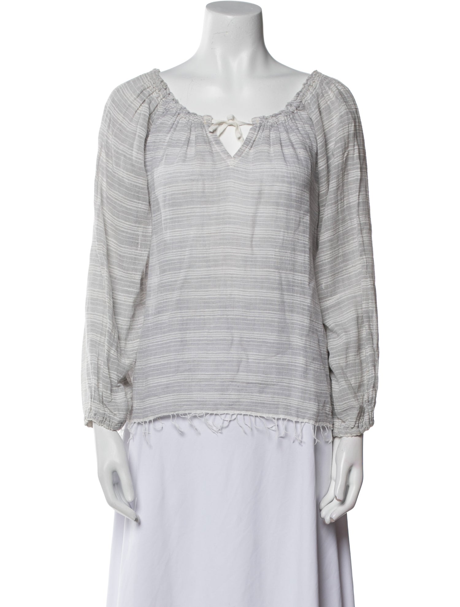 Lemlem Striped Tie Neck Top