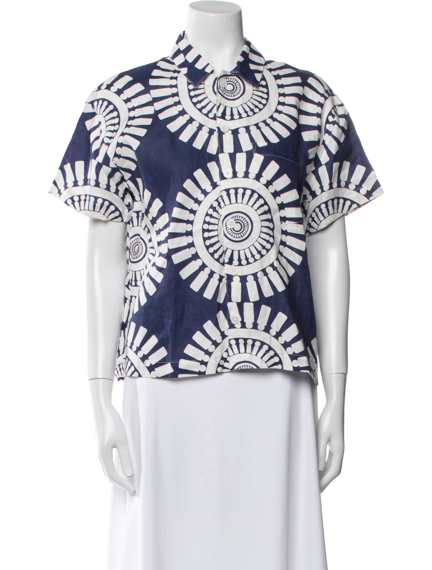 Lemlem Linen Printed Button-Up Top w/ Tags