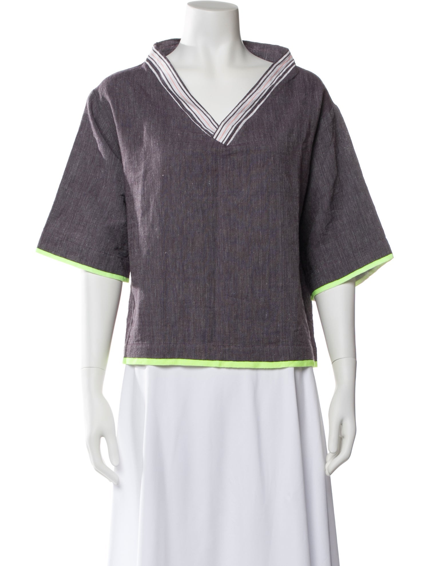 Lemlem V-Neck Three-Quarter Sleeve Sweatshirt