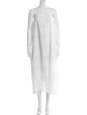 Pre-owned Lemlem Scoop Neck Long Dress In White