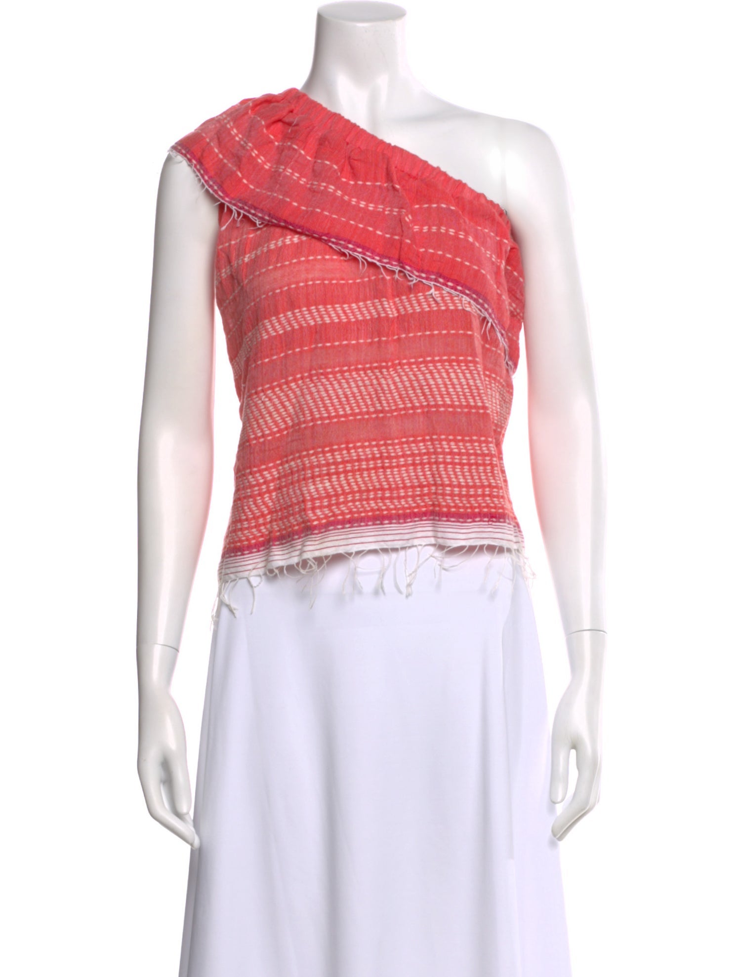 Lemlem Striped One-Shoulder Top