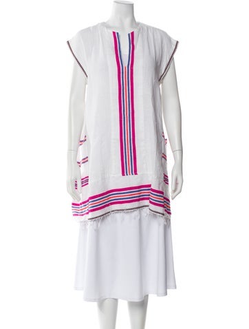 Pre-owned Lemlem Striped Scoop Neck Sweater In White