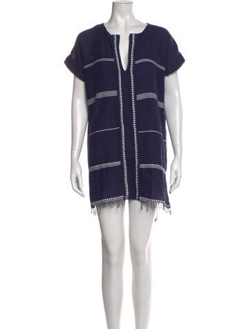 Pre-owned Lemlem V-neck Mini Dress In Blue