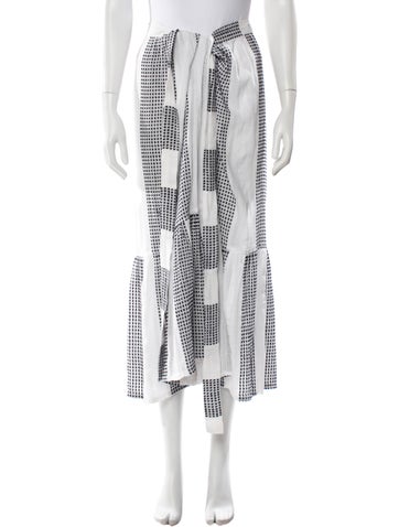 Pre-owned Lemlem Polka Dot Print Midi Length Skirt In White