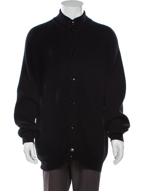 Malo Cashmere Mock Neck Cardigan Black