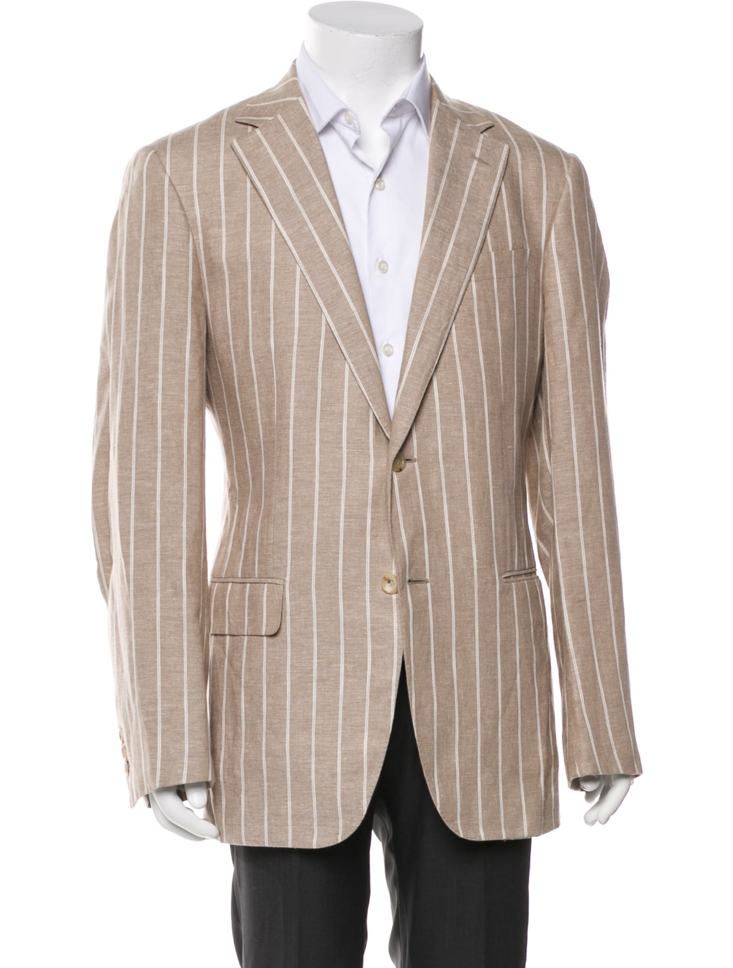 Malo Linen Striped Overcoat