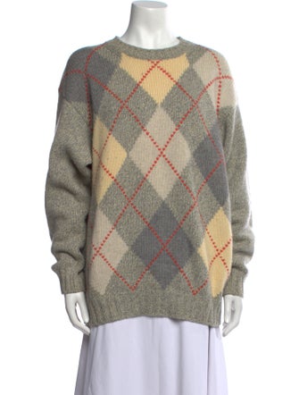 Malo Cashmere Plaid Print Sweater