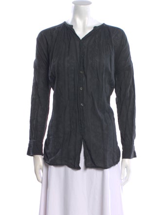 Pas De Calais V-Neck Long Sleeve Button-Up Top