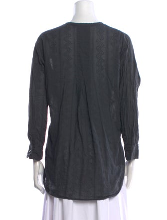Pas De Calais V-Neck Long Sleeve Button-Up Top