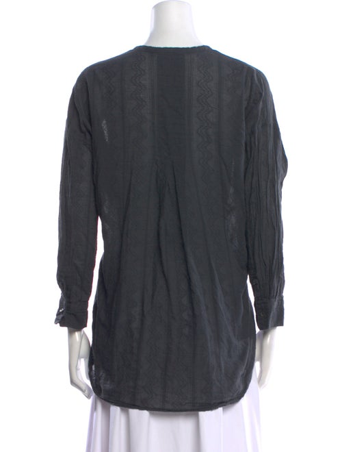 Pas De Calais V-Neck Long Sleeve Button-Up Top