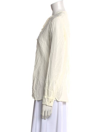 Pas De Calais Crew Neck Long Sleeve Button-Up Top