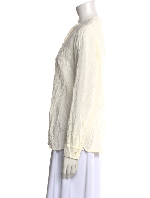 Pas De Calais Crew Neck Long Sleeve Button-Up Top