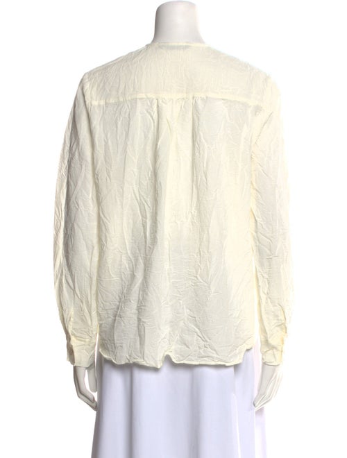 Pas De Calais Crew Neck Long Sleeve Button-Up Top