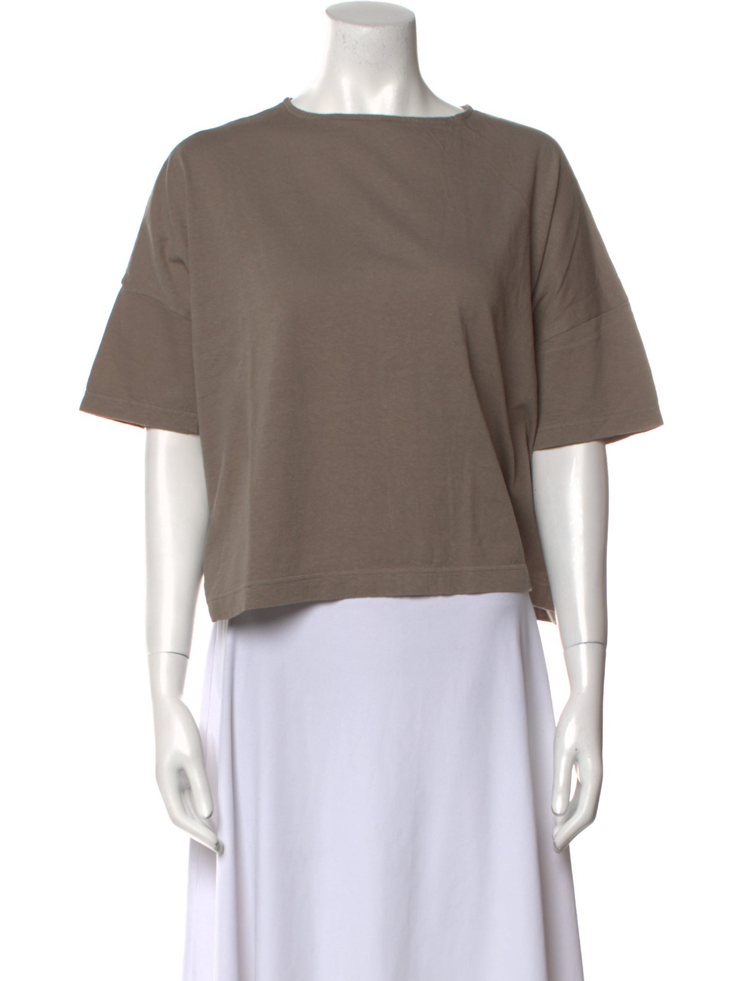 Pas De Calais Bateau Neckline Short Sleeve Crop Top